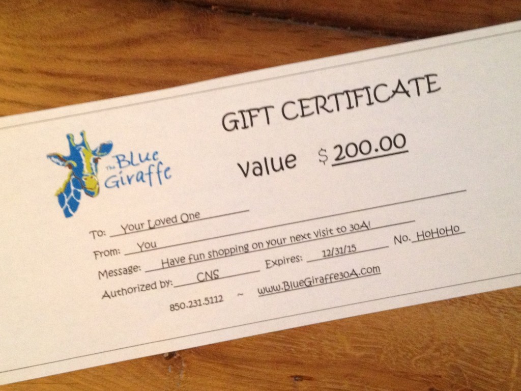 Gift certificate 2014 Holiday